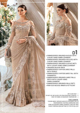 Maria B D1 Heavy Embroidered Chiffon Skin Saree.